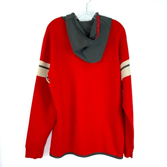 New Hugo Boss Red Hoodie With Gray Hood "BOSS" Logo Sz XL - Picture 6 of 16